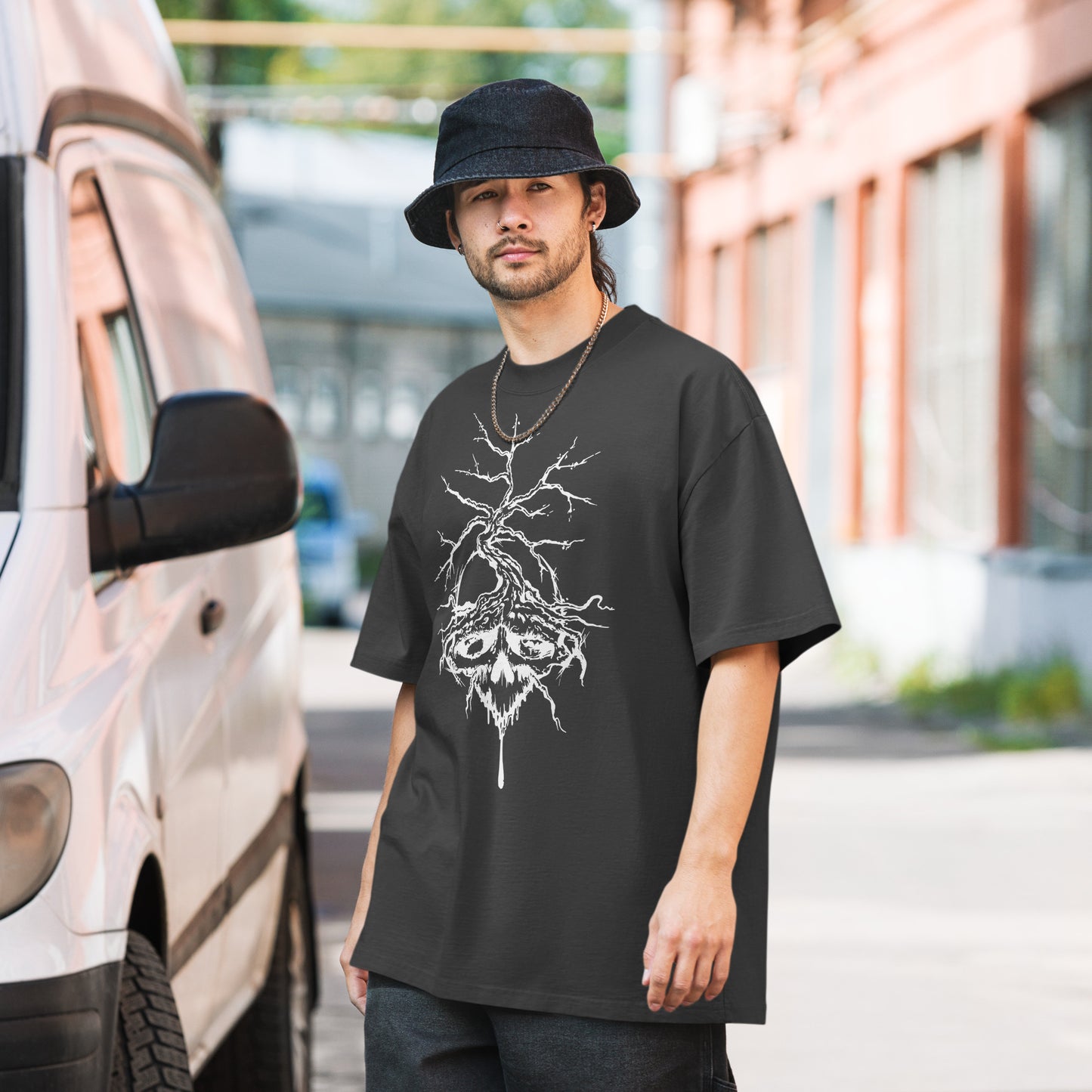 Skull & Tree - Oversized faded t-shirt